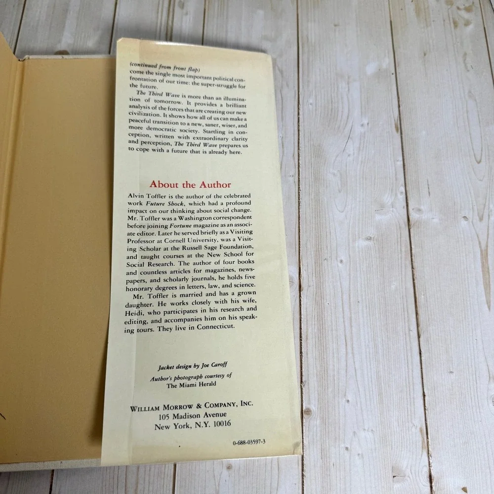 The Third Wave Alvin Toffler 1980 Hardcover William Morrow Futurology Social